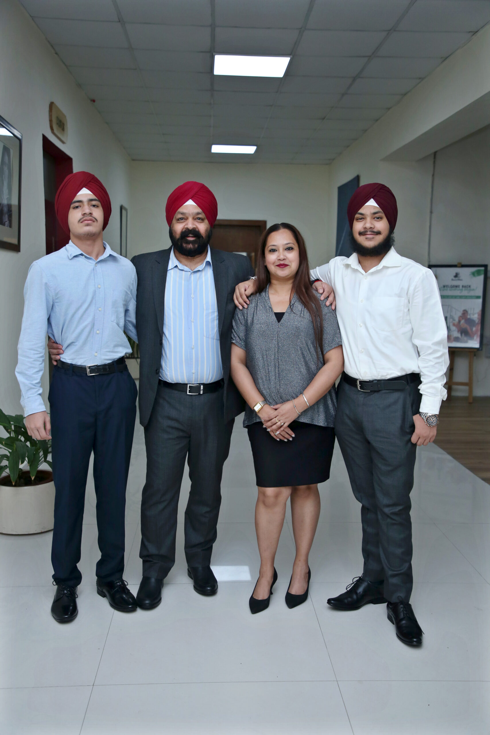 Jasbir Singh, the younger son of Sardarni Harbans Kaur, with his wife Sukhvinder Kaur and their sons Japnit Singh and Baltej Singh — a family proudly carrying forward her legacy of love, values, and togetherness.